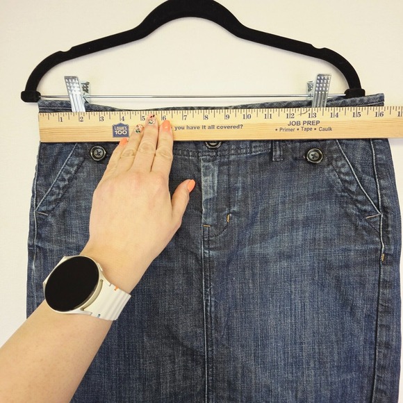 Gap Skirt Women 10 Blue Denim Straight Medium Wash Back Slit Limited Edition Y2K - Picture 9 of 14